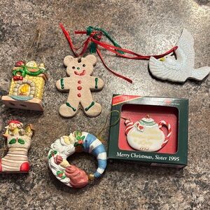Christmas Ornament Set with Santa and Gingerbread